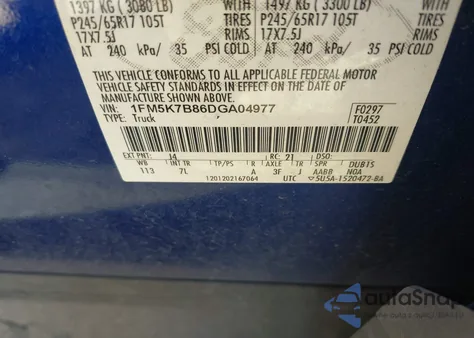 2013 Ford Explorer z USA, uszkodzony, nr VIN 1FM5K7B86DGA04977